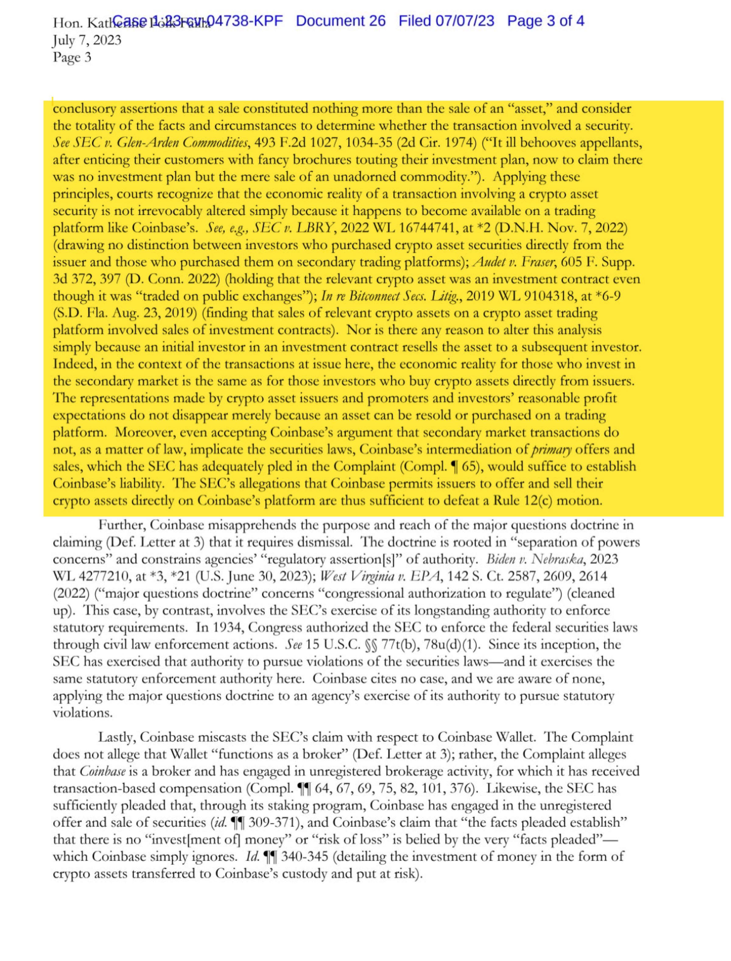 Steven Mizrahie on Twitter "The SEC finally advanced their legal theory of secondary market