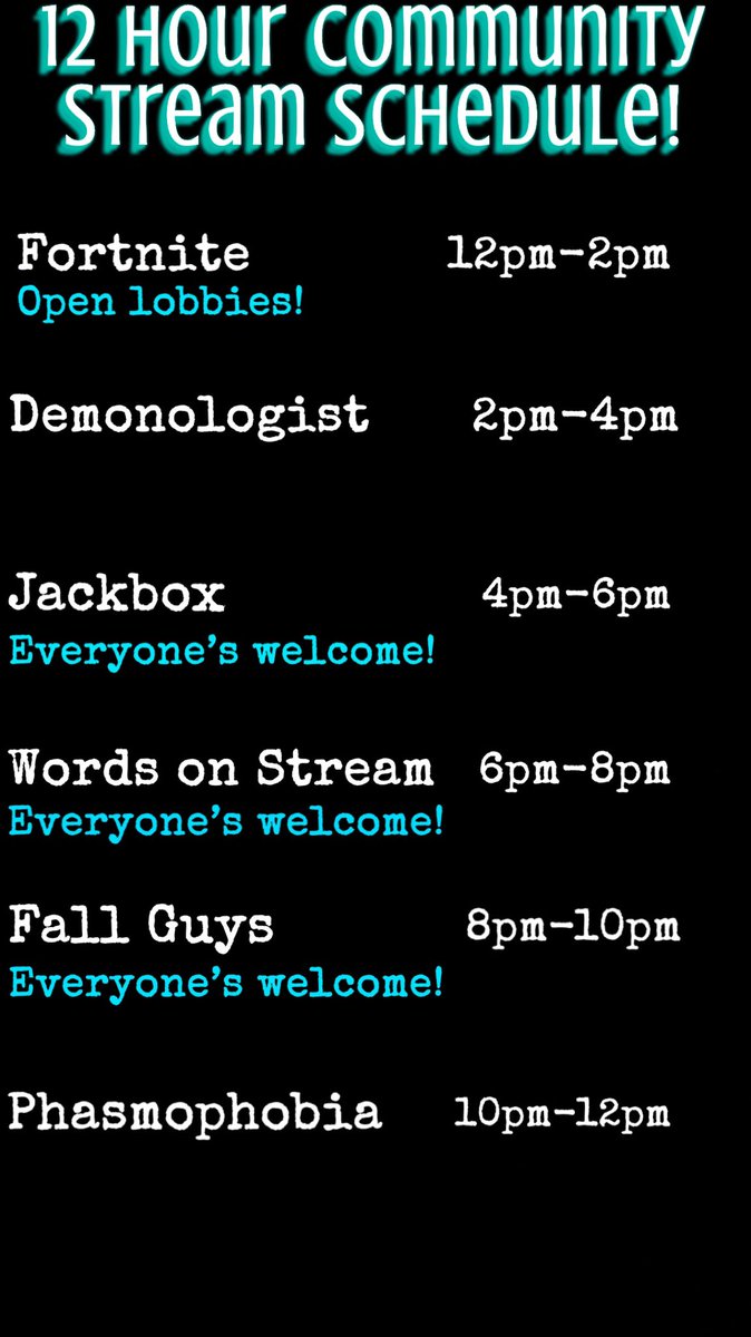 LlamasnPandas's tweet image. Do you like games? Do you like fun? Then you’re in the right place! Starting in less than 2 hours, I’ll be hosting my first community stream!! Cmon by and let’s have a grand ol time! #twitch #discord #communitystream #SupportSmallStreamers #fortnite #phas #demonologist #jackbox