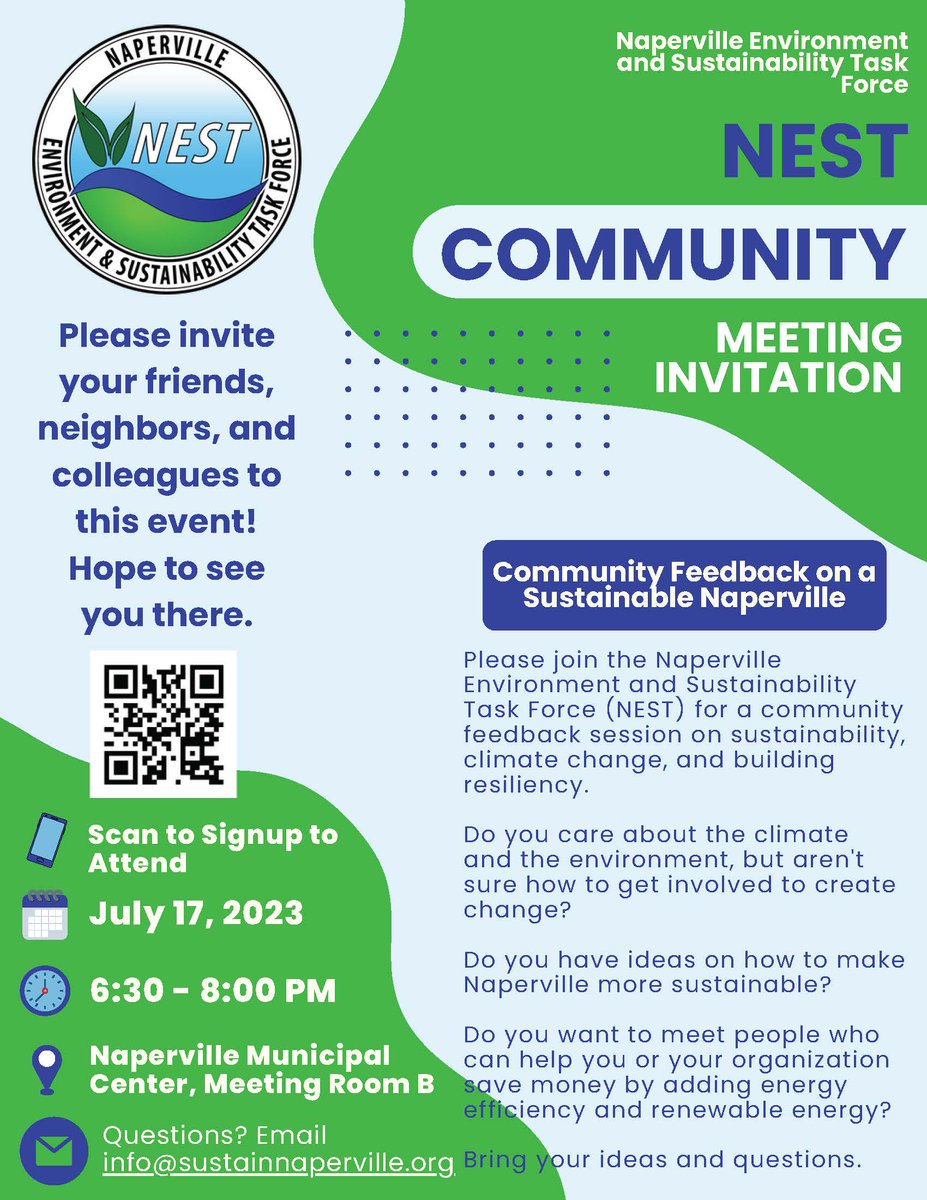 July 17 at the Naperville Municipal Center for community environmental action!
#ClimateActionNow