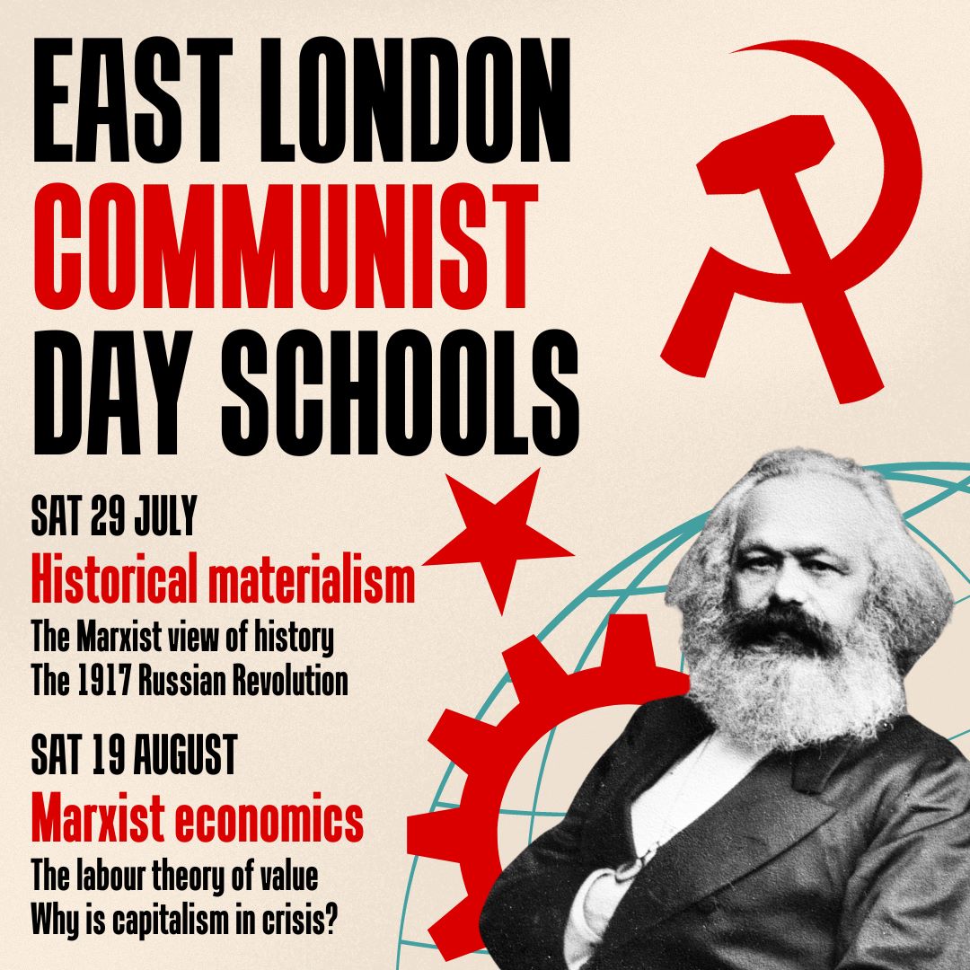 THcommunists's tweet photo. If you are a communist in East London, then get organised!

We have now confirmed the dates for our other two day schools this summer. If you would like to come along, please DM us for the location! https://t.co/XjNVQMzjHT