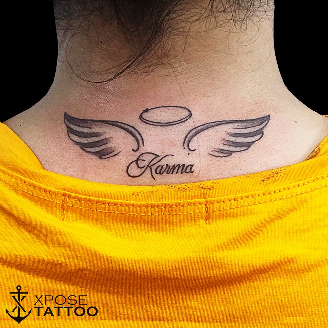 Angel Wings & Name Tattoo Design