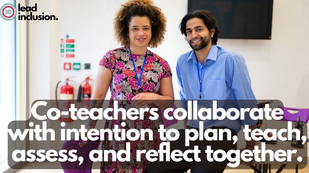 🤝 The role of a co-teacher is not to be an assistant aiding a lead teacher. Co-teachers collaborate with intention to plan, teach, assess, and reflect together. #LeadInclusion #EdLeaders #Teachers #UDL #TeacherTwitter