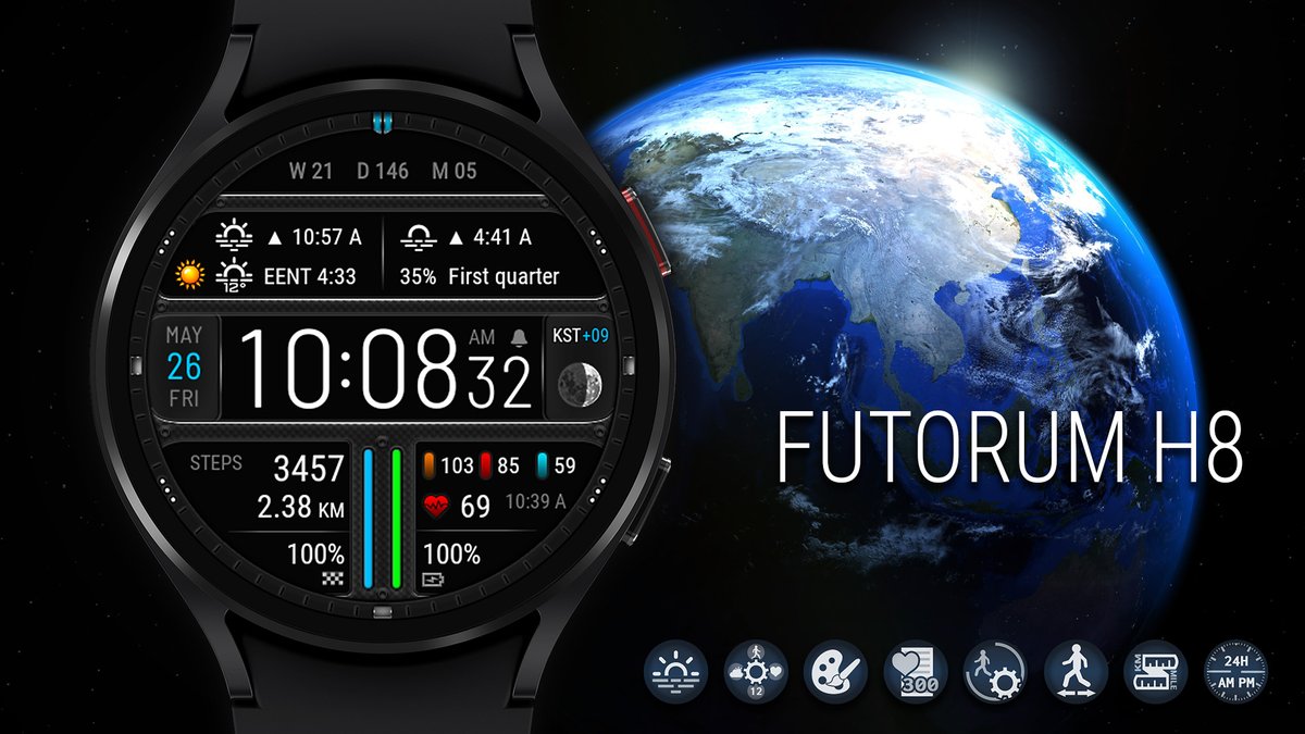 futorum's tweet image. 🔆 Futorum H8
Unique digital watch face with lots of information.

WEAR OS [Google Play]
✅ play.google.com/store/apps/det…

#WearOS #WatchFace #GalaxyWatch #GalaxyWatch5 #GalaxyWatch4 #PixelWatch #TicWatch #WatchFaces #ClockFace #DialFace #SamsungSmartWatch