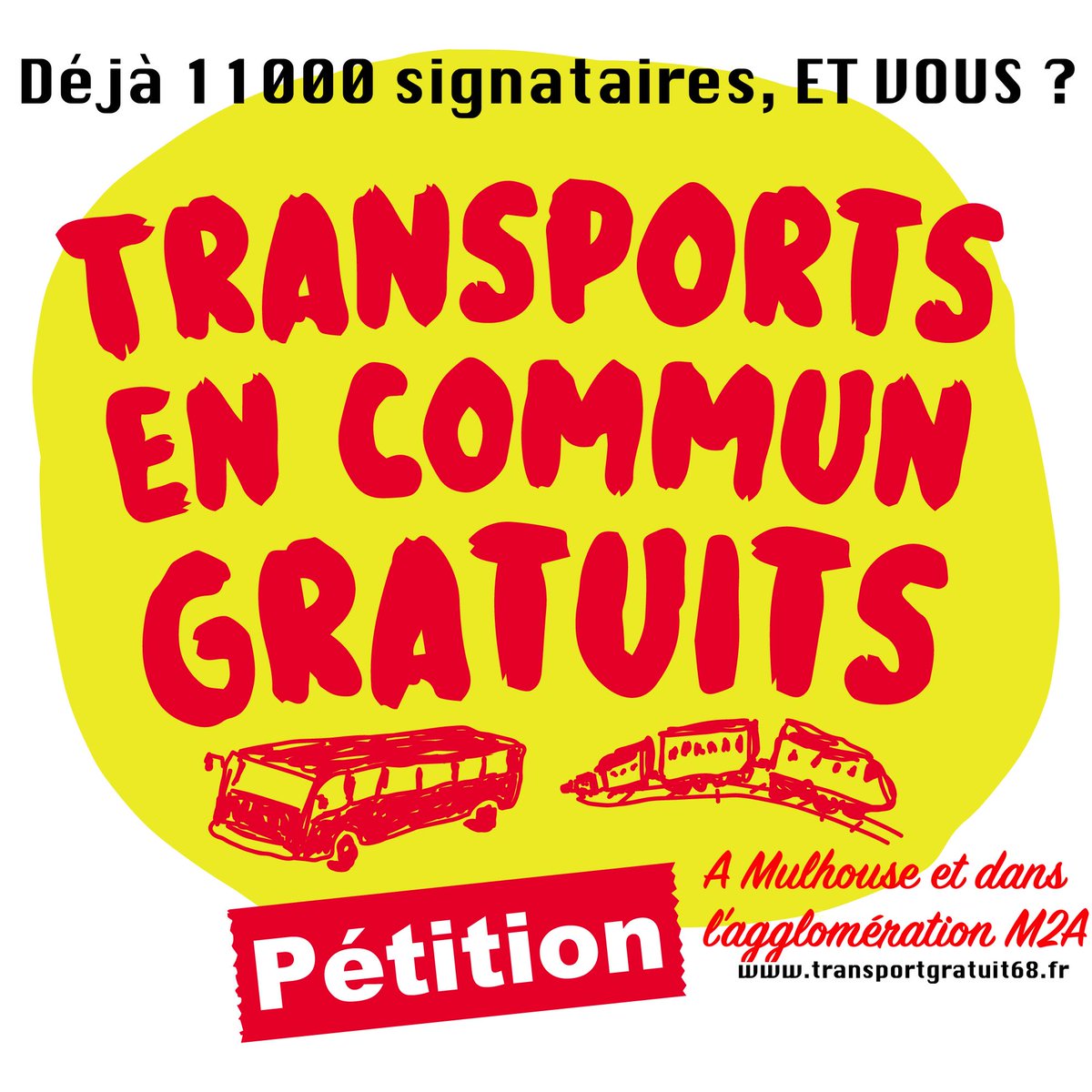 BusGratuit68's tweet image. LA pétition EVENEMENT à Mulhouse  : cap vers les 15000 signatures !  🔥

Pour signer en ligne :
👉transportgratuit68.fr

#Mulhouse #M2A #Solea #Bus #Transport #Mobilités #Gratuité #Ecologie #Partage