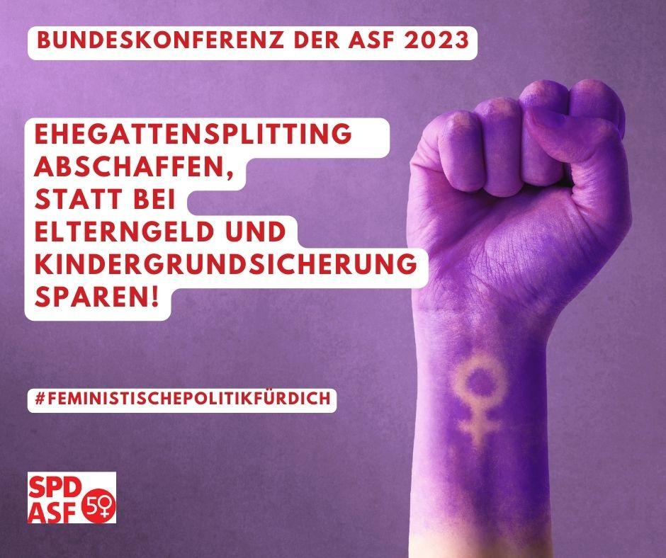 Unsere Bundeskonferenz hat heute ein deutliches Signal ausgesendet: Wir fordern: Statt beim Elterngeld oder der geplanten Kindergrundsicherung zu sparen, muss endlich das Ehegattensplitting abgeschafft werden. 
Wenn man sich dazu entscheidet, trotz Pandemie,  1/3