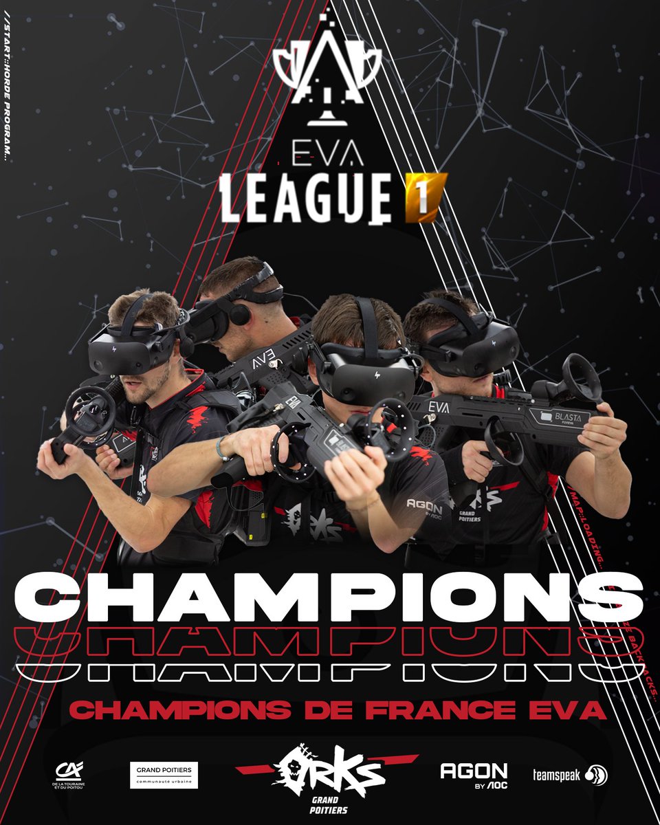 📢CHAMPIONS DE FRANCE <a href="/evagg_fr/">EVA</a> 📢

ILS L'ONT FAIT ! 🙌

Après avoir créé la surprise une première fois face à Mystic, <a href="/Niivak1/">Niivak</a>, <a href="/PuNChY_fr/">PuNChY_fr</a>, <a href="/VALMURDEROFF/">VALMURDER</a> et MiDNighT remportent le titre face à <a href="/TAES_esport/">TAES_esport</a> ! 

Bravo à vous, vous pouvez être fiers ! #WeAreHorde 🔴⚫️