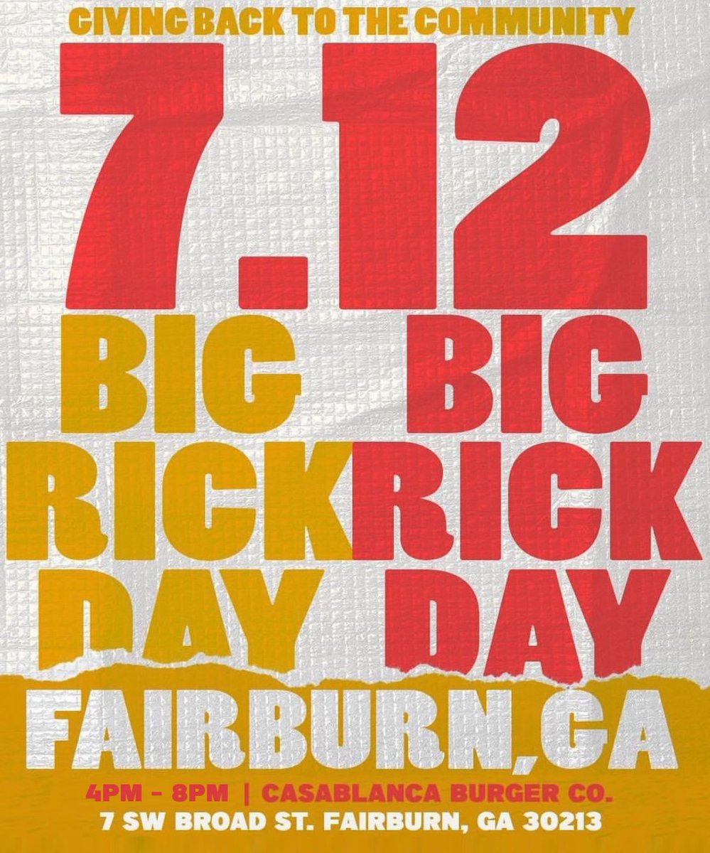 PharaohlyfeOG's tweet photo. Soufside 7/12 Big Rick Holiday it’s BIG RICK DAY we shutting down Fairburn four hours pull up Giving back to community https://t.co/2qqJDYkKwz
