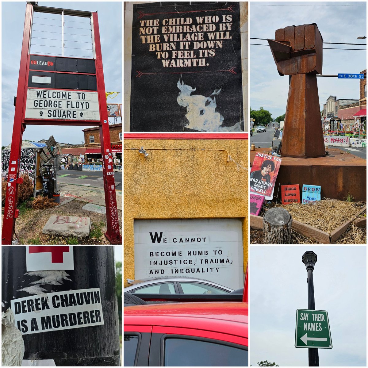 pisanettes's tweet image. On the 4th of July I visited #PhilandoCastile Memorial Garden in St Paul, then #GeorgeFloyd Memorial Square in #Minneapolis. Immensely moving. Just standing. Walking. Words, murals, signs from many many people. Powerful. Heart wrenching.
#SayTheirNames #BlackLivesMatter