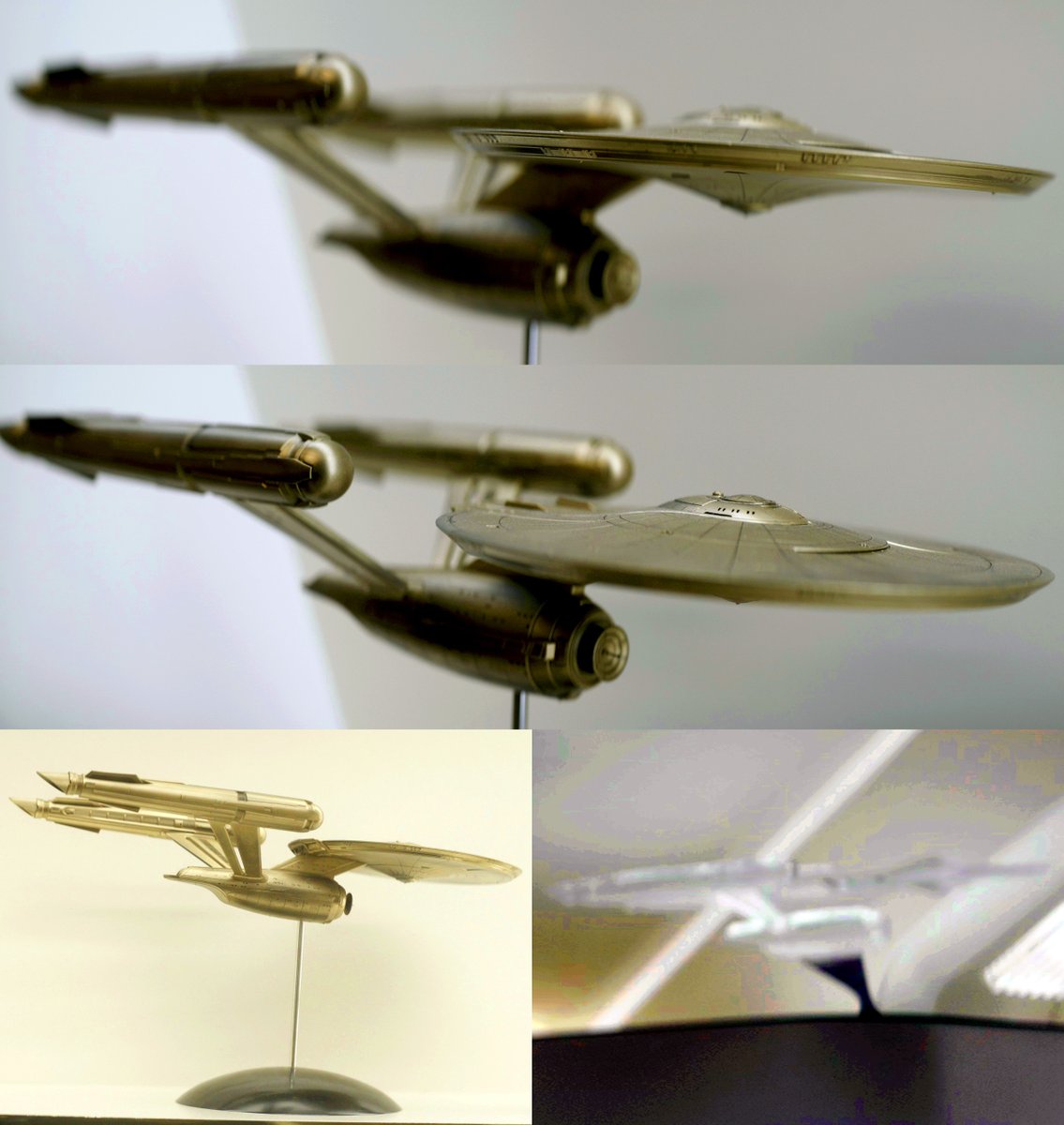 Here are a few shots of the Enterprise models in Ortegas' quarters ⬆️➡️↙️ and Pike's ready/conference room ↘️ aboard the USS Enterprise in #StarTrekSNW's "Among the Lotus Eaters".