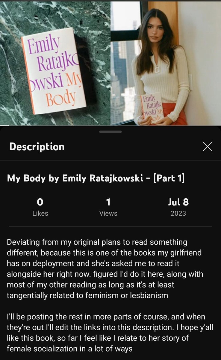 Third youtube video is up, the first of a few parts as I read (and occasionally comment on) My Body by Emily Ratajkowski
https://t.co/mpOGuoXtmK https://t.co/9r1syPQfgY