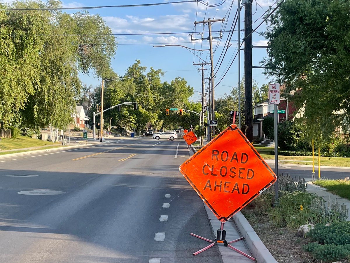 cyclingutah's tweet photo. Hey @slcmoves , can we get a better policy in place so signs don’t block bike lanes? These are on 1300 E. To avoid them, you have to veer into traffic from an already narrow bike lane. https://t.co/Q0wsSZeNmK