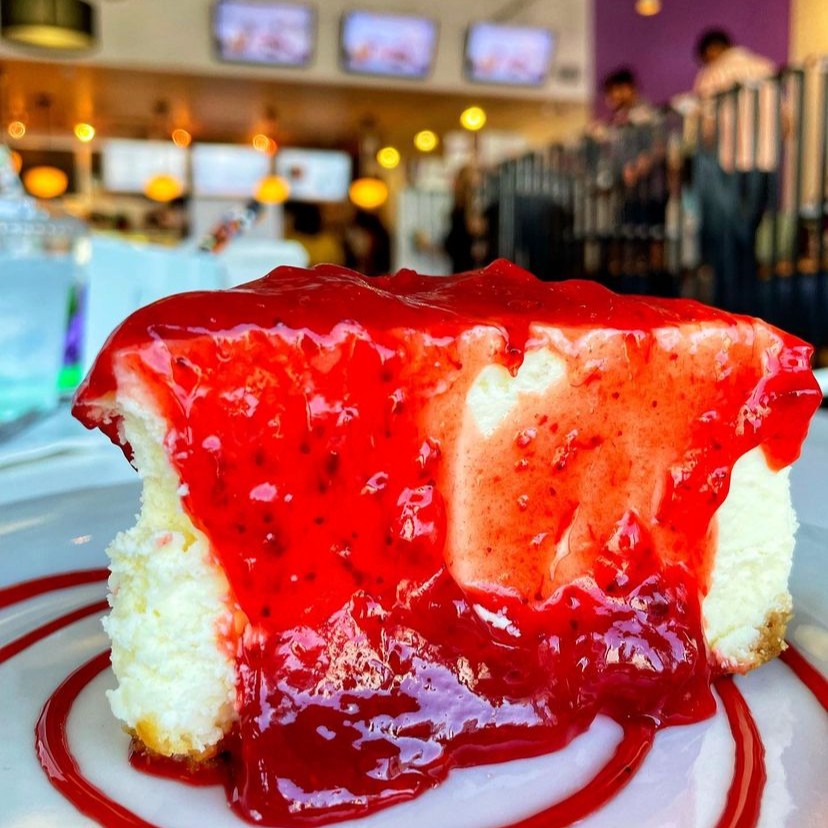 There it is. The perfect piece of NY Cheesecake. All that's missing is you.🍰 💜 📷: diningwithdestiny (Instagram user)