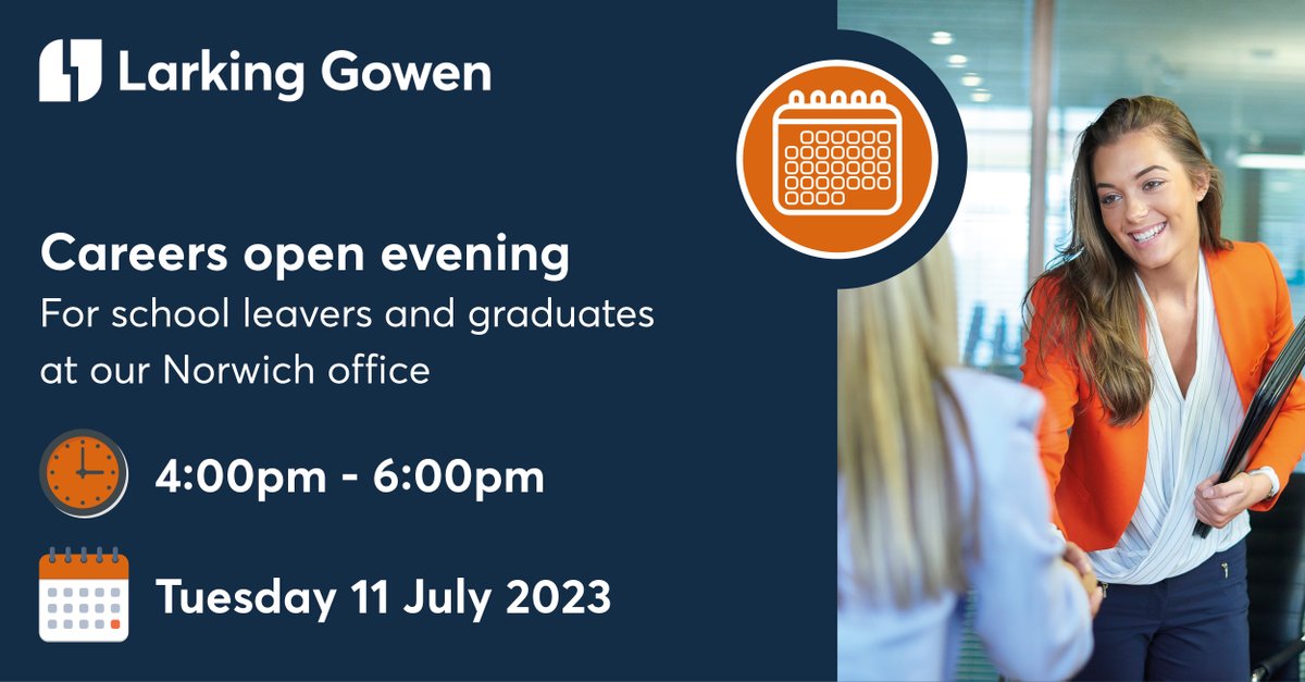 Thinking about a career in #accountancy? Our #careers open evenings in Norwich and Fakenham are coming up on 11 July for school #leavers and #graduates! Meet our employees and find out more about the profession by getting a free ticket here:  bit.ly/3pDLyDC
