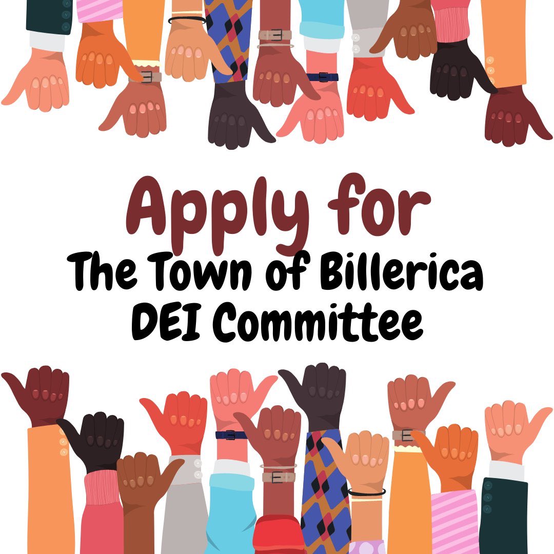 The town is looking for candidates to serve on the Billerica DEI committee. They are looking to support more equity &amp; inclusivity in the community, &amp; ways to get more diverse, representative sample involved with town government. Email mrivera@town.billerica.ma.us if interested.