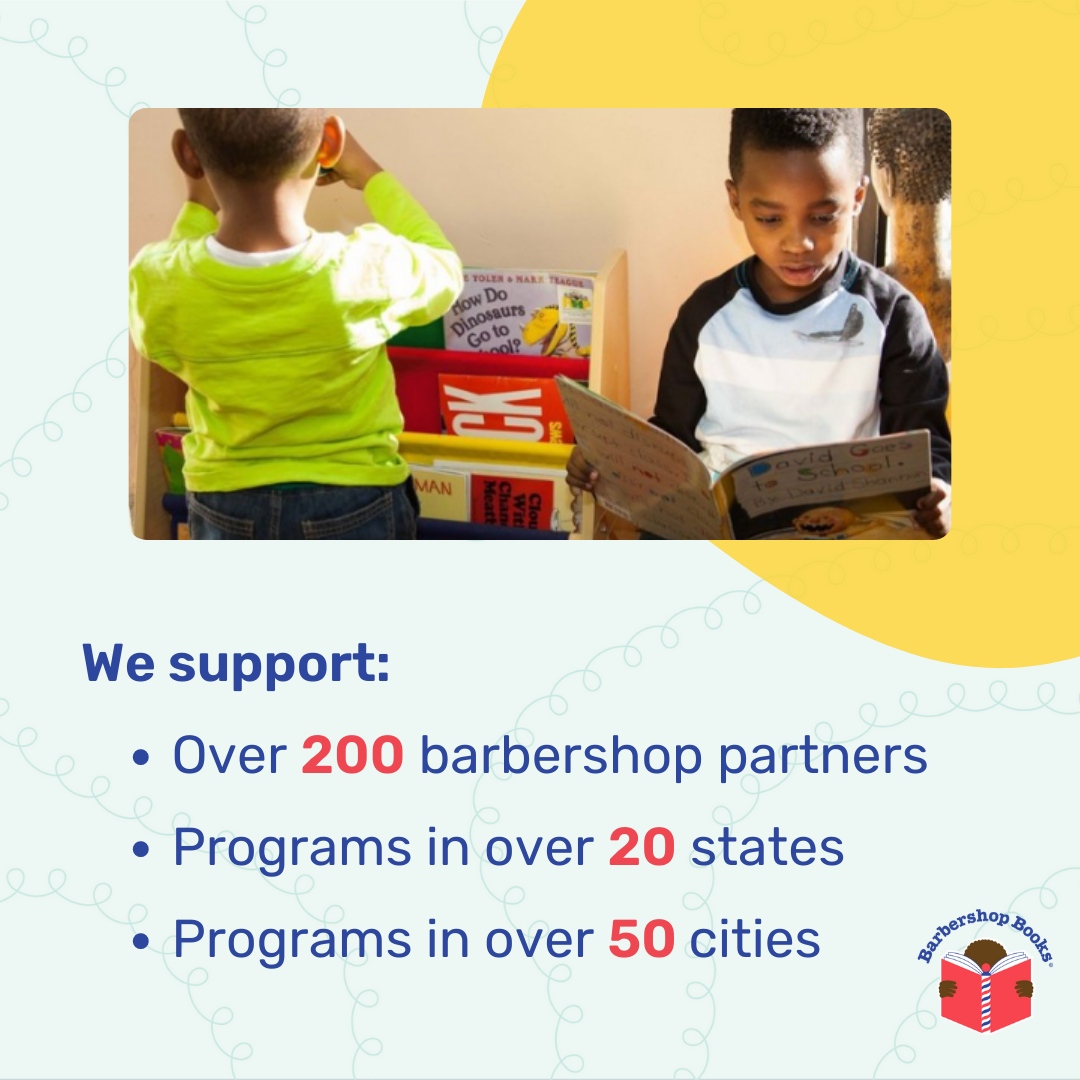 Barbershop Books strives for a future where all children identify as readers and enjoy learning. We are constantly expanding to do our part to #HelpTheBabiesRead.

 #Literacy 
#EarlyLiteracy 
#ChildrensLiteracy
#ReadingIsLit