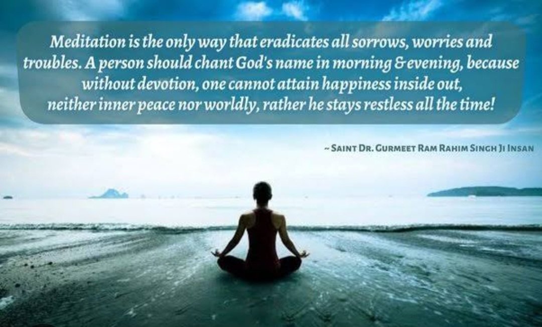 Prachi_0810's tweet photo. Meditation will help you to manage the stress and anxiety of the, serious situation,to remain calm and think positively. Saint Dr. Gurmeet
Ram Rahim Singh Ji Insan recommends to meditate at both morning and evening. #RootOutStress https://t.co/dbtrRFQdej