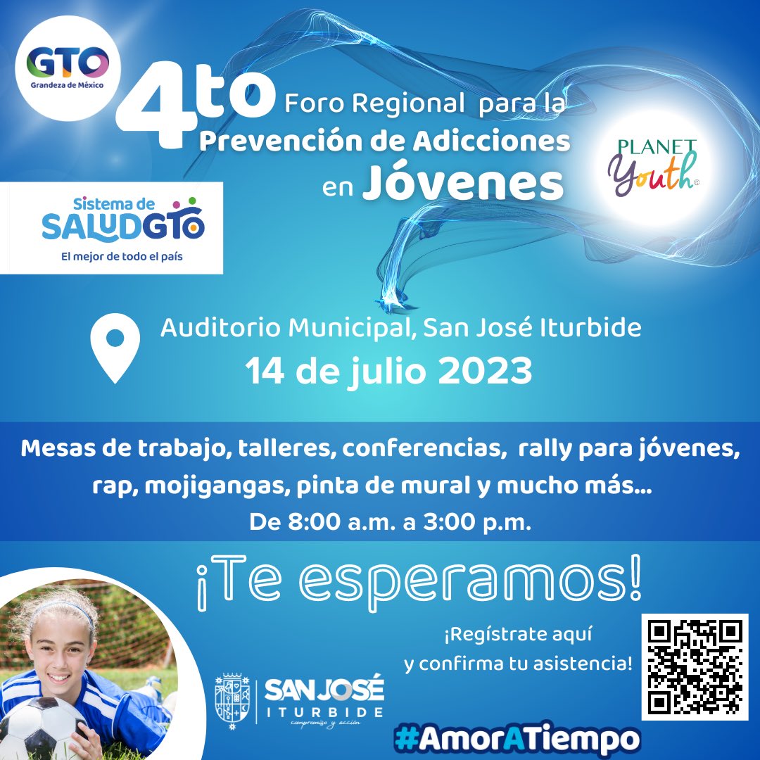 📣Te invitamos al 4️⃣to Foro Regional para la Prevención de Adicciones en Jóvenes 👧🏻🧑🏽‍🦱#PlanetYouth🌎📣
📍Auditorio Municipal de San José Iturbide 
🗓️Viernes 14 de julio de 2023
🕢De 8:00 a.m. a 3:00 p.m. 

✅Consulta el programa aquí👇👇
drive.google.com/drive/folders/…