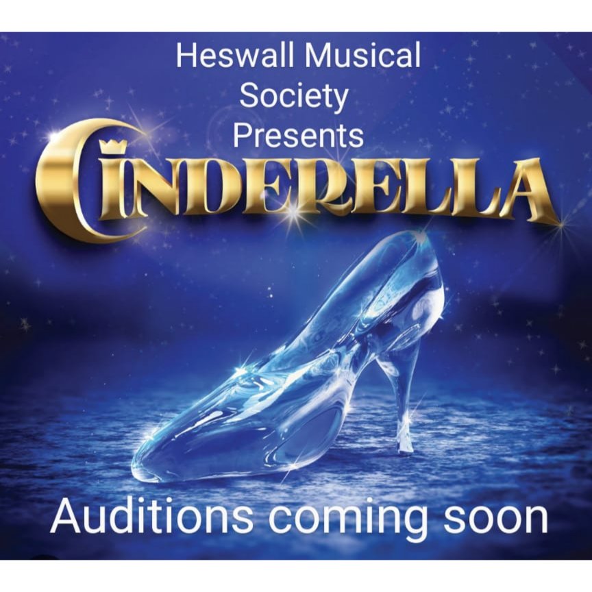 Open Auditions for our Panto Cinderella coming soon!!
If singing, acting, dancing or even behind the scenes is something you would like to do come along to Heswall Musical  Society 🤩