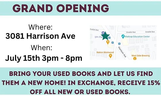 Romancealacart's tweet photo. We ready for our bookmobile grand opening! We’ll be at 3081 Harrison Avenue on July 15th from 3-8. We’re selling new and used books. Bring us your used books and receive 15% off any books you buy https://t.co/dSRl9NR9nb