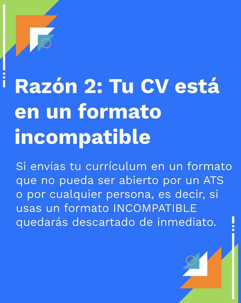 thefortuneiwork's tweet photo. ¡Por estas razones DESCARTAN a tu CV! 👇👇👇 https://t.co/c3bewA42Th