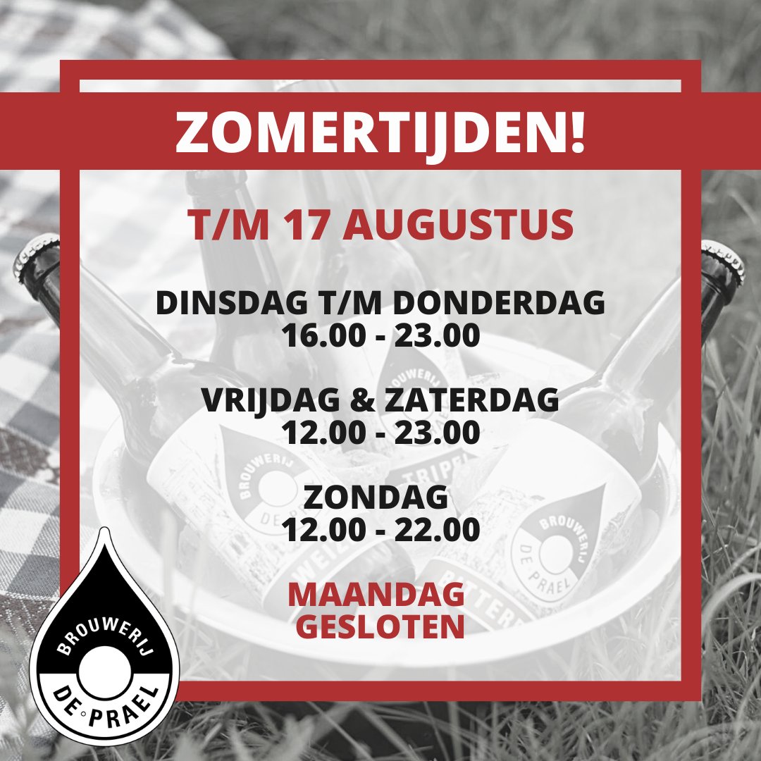 Tot en met 17 augustus hebben wij andere openingstijden 😊

#DePrael #DenHaag #Horeca