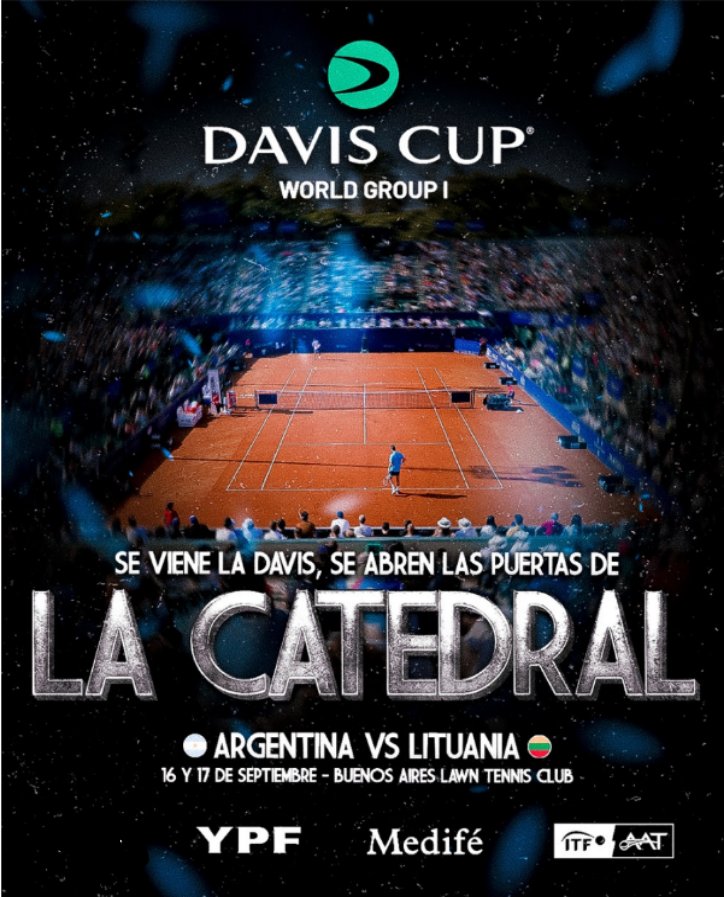 QuiqueCano's tweet photo. La Selección Argentina de Tenis
recibirá a Lituania el 16 y 17 de septiembre, en el Buenos Aires Lawn Tennis Club, por los playoffs del Grupo Mundial I de #CopaDavis
Por 3er año consecutivo jugará de local en el #BALTC y será la #43 de la historia
@Medife, sponsor de la @AATenis https://t.co/bCtfOF4246