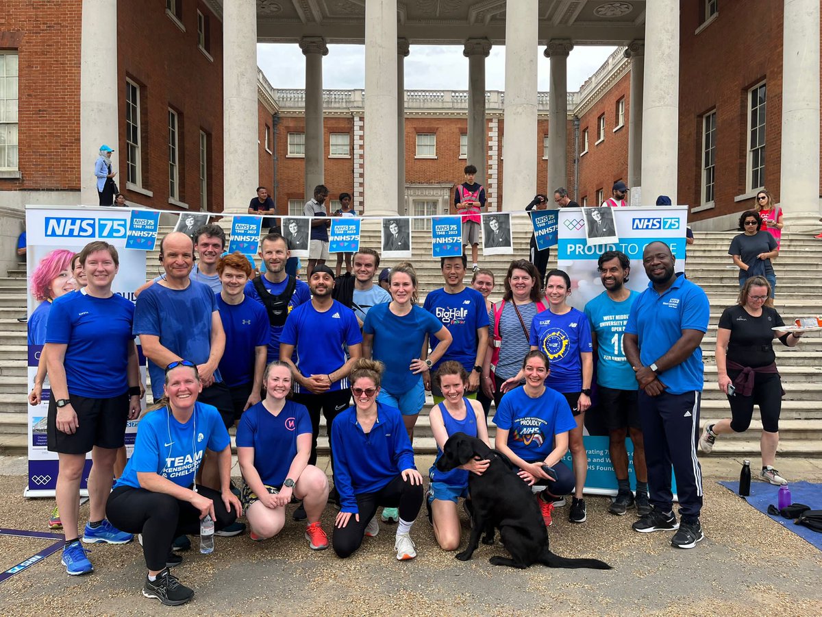 JeremyNugent10's tweet photo. Thank you to everyone from @ChelwestFT, @WestMidHospital and @osterleyparkrun for making this morning so special. @RNSarahMacD @Massaro1V  @RuthCadbury @TheGingerPhysio @ChelWestTherapy @ChelwestMT @LesleyWattsCEO @BleasdaleRob @DCNchelwest @hoyler_2000 @HealthierNWL @londonahps https://t.co/WqyKxvG4Oi