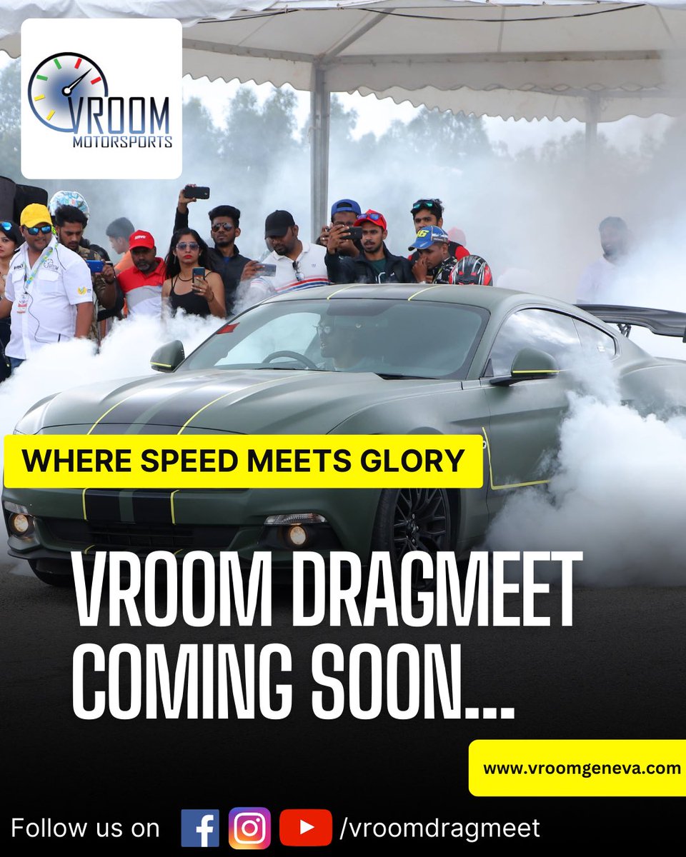 The most loved motorsport event of India organised by Vroom Motorsports. 

Announcement coming soon … 
@vroomdragmeet 

#vroomdragmeet #dragracing #dragrace #carrace #carracing #bikerace #bikeracing #drifting #bengaluru #motorsports #motorsport #motorracing #f1