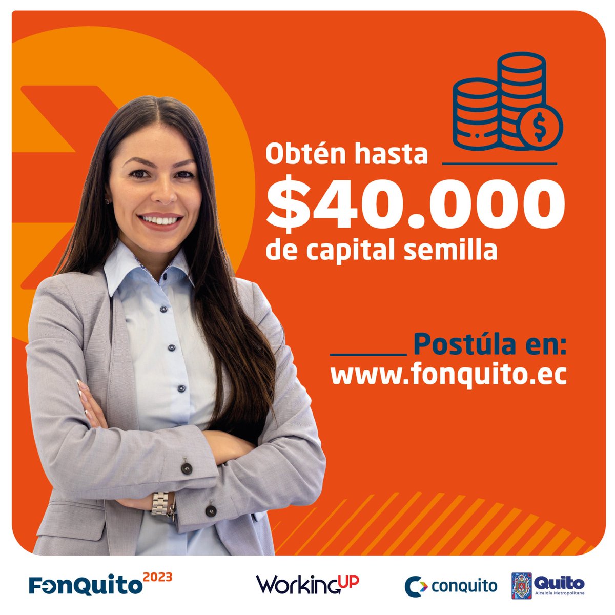 🙋‍♀️🙋‍♂️Emprendedores y emprendedoras con #FonQuito puedes obtener hasta USD 40.000 en #CapitalSemilla.
Da el salto que tu negocio necesita.
Entérate cómo participar en➡️ fonquito.ec
#Emprendimiento #Emprendedores #Negocios #Emprender