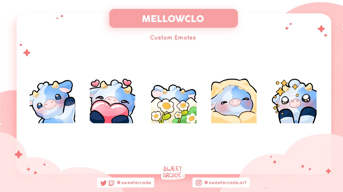 Sweetarcade's tweet photo. 🌟 New Emotes for @mellow_clo 🌟 https://t.co/UQB1sI1UbA