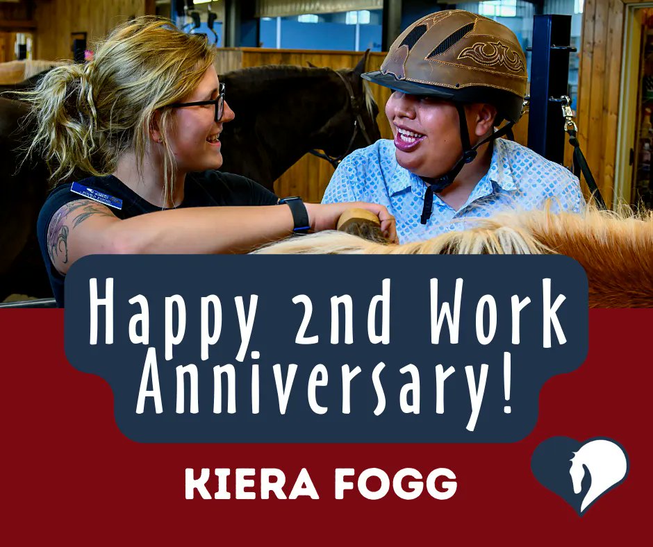 HeartsnHorses's tweet photo. Happy two-year Hearts &amp; Horses work anniversary to Kiera Fogg, one of our PATH Intl. CTRIs!  Kiera, we know that this year is the beginning of many exciting new journeys for you -- your second anniversary at H&amp;H being just one! Congratulations on EVERYTHING! 🫶🎉 https://t.co/6pHAQtGzW3