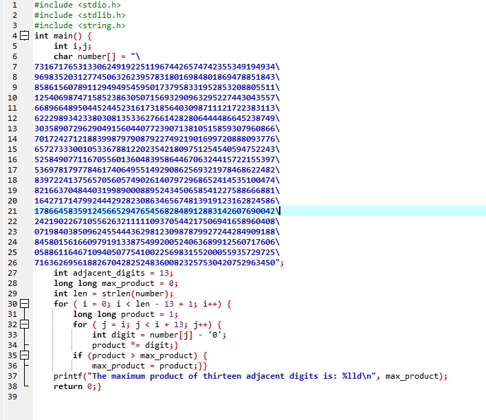 ArunmathavanK's tweet image. To find the largest product of 13 adjacent digits in the 1000 digit no&apos;s
#euler #360daysofcode