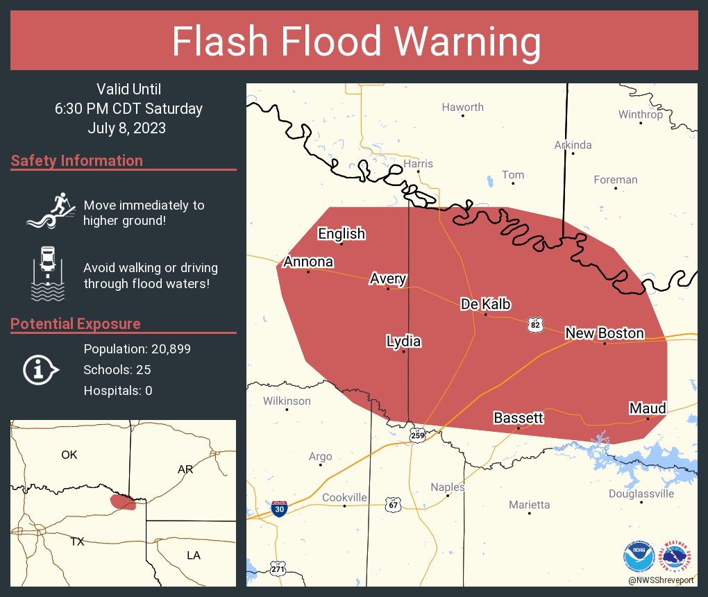 NWSFlashFlood on Twitter "Flash Flood Warning including New Boston TX