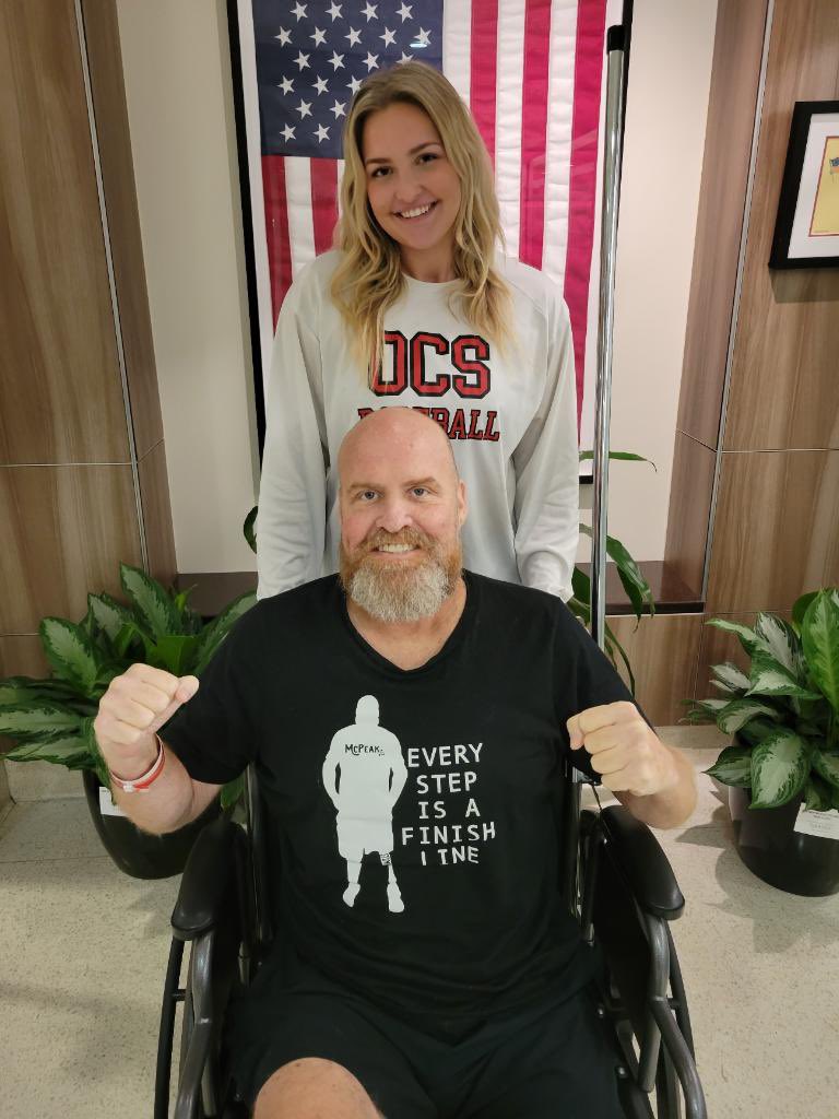 McpeakRichie's tweet photo. My biggest goal to make it to my daughter’s 20th birthday at the end of July. I’m fighting with all I have. 

Hope everyone is having a great day. Thanks for the overwhelming amount of prayers and love.

I’m home resting and mostly pain free. When I got to the hospital last week the Drs said we will give you fluids and send you home to hospice. I was not ready to lay down yet. 

Worked with the medical team and we found some short term solutions. 

Every step is a finish line. I pray you cross many.