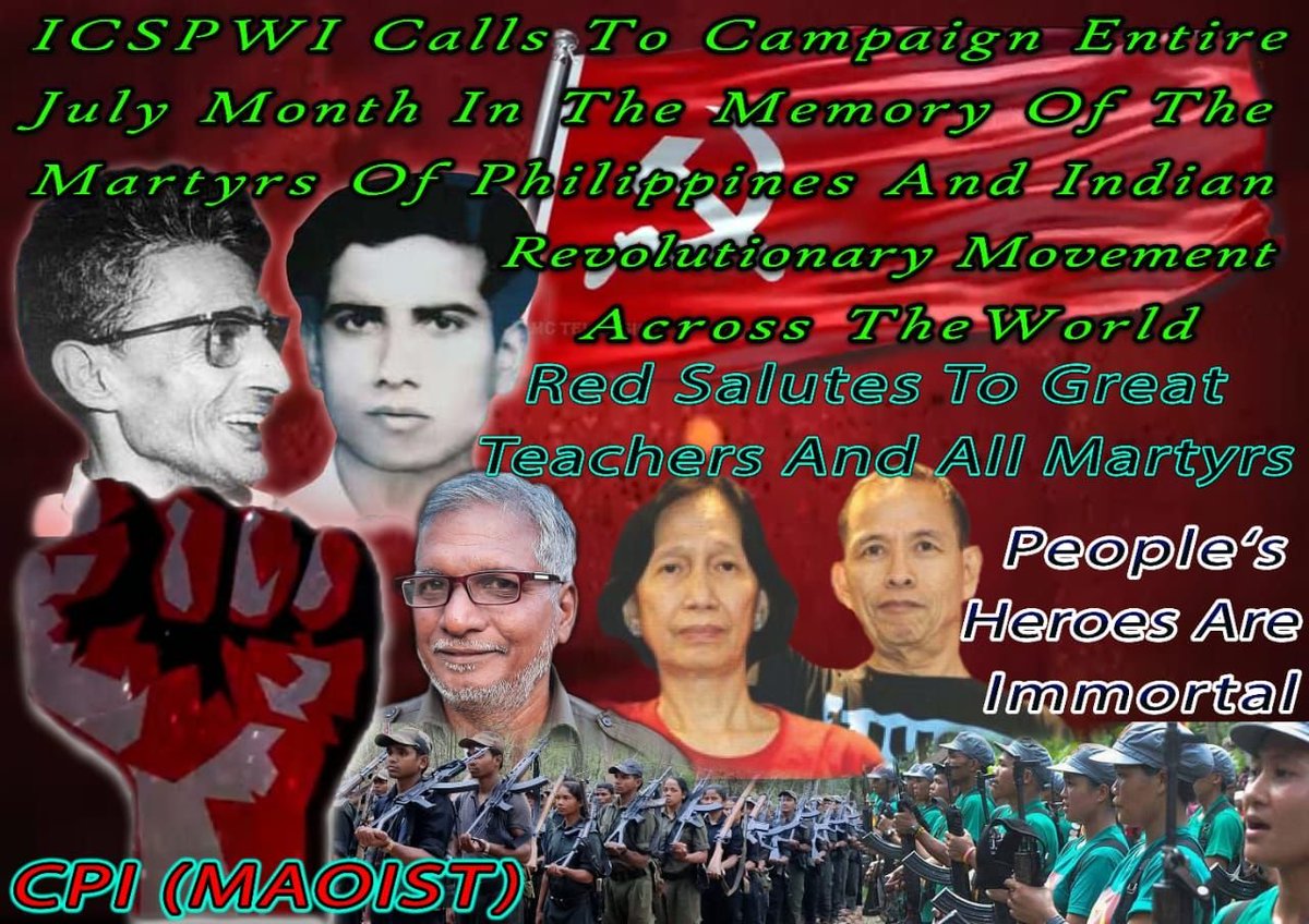 CamaradaYoldas's tweet photo. Poster #CPI(Maoist) for international campaign July Month - #ICSPWI
https://t.co/XmnZsnMXur https://t.co/DqGrLfbrQw