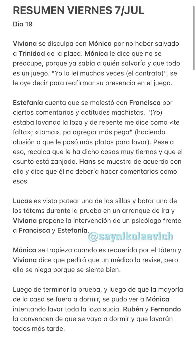 saynikolaevich's tweet photo. RESUMEN VIERNES 7 DE JULIO // Los pormenores detrás de la prueba del tótem y la fiesta de karaoke marcaron el día. Detalles abajo y en la segunda parte 👇🏻👇🏻👇🏻 #GranHermanoChile #GranhermanoCHV #GHChile #ResumenGH https://t.co/XZ3hgdah8T