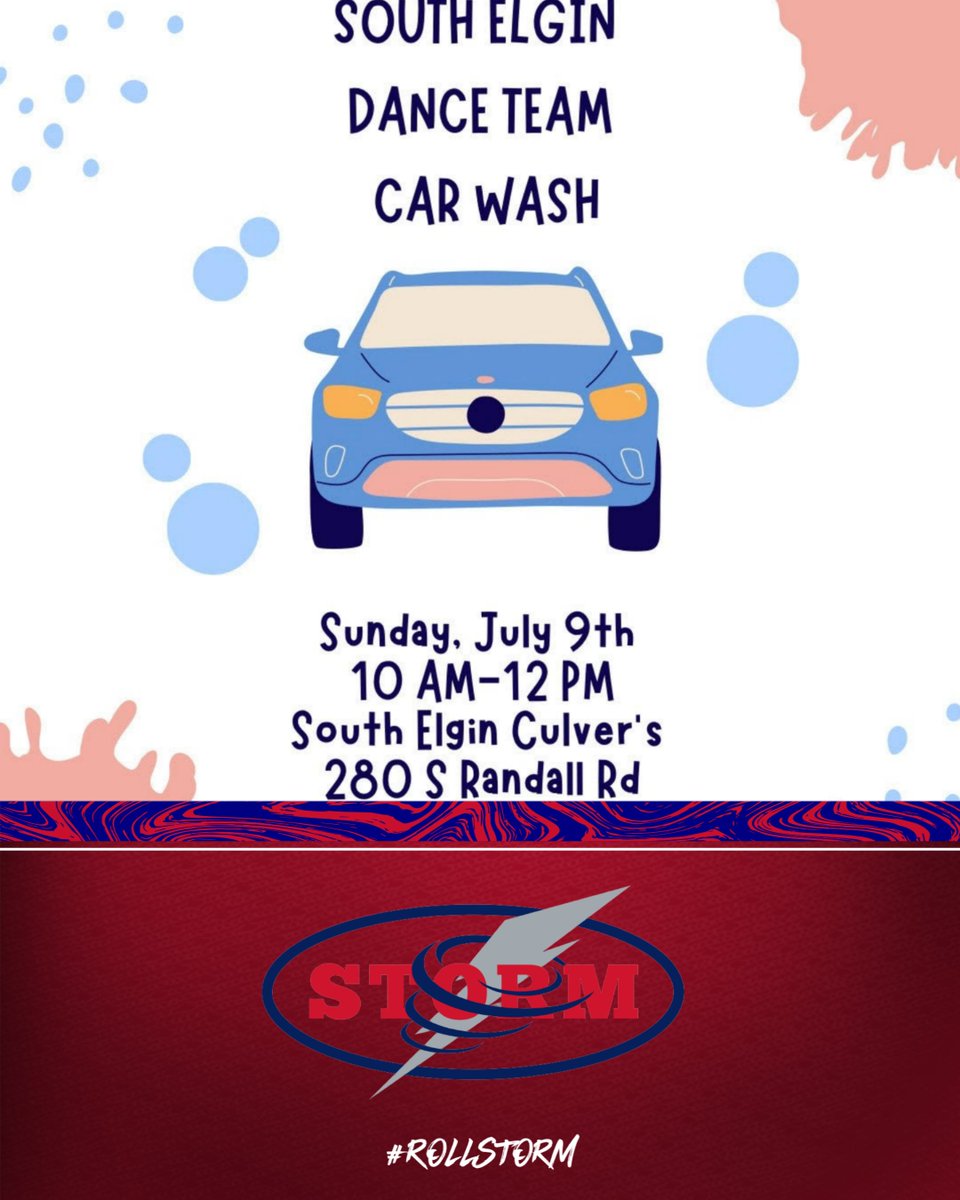 ATTN STORM NATION........Come support our amazing Dance team tomorrow as we host our car wash from 10am-12pm at Culvers in South Elgin. Cash donations will be accepted, please join us in supporting our girls. #YourCarWillAppreciateYou #ROLLSTORM