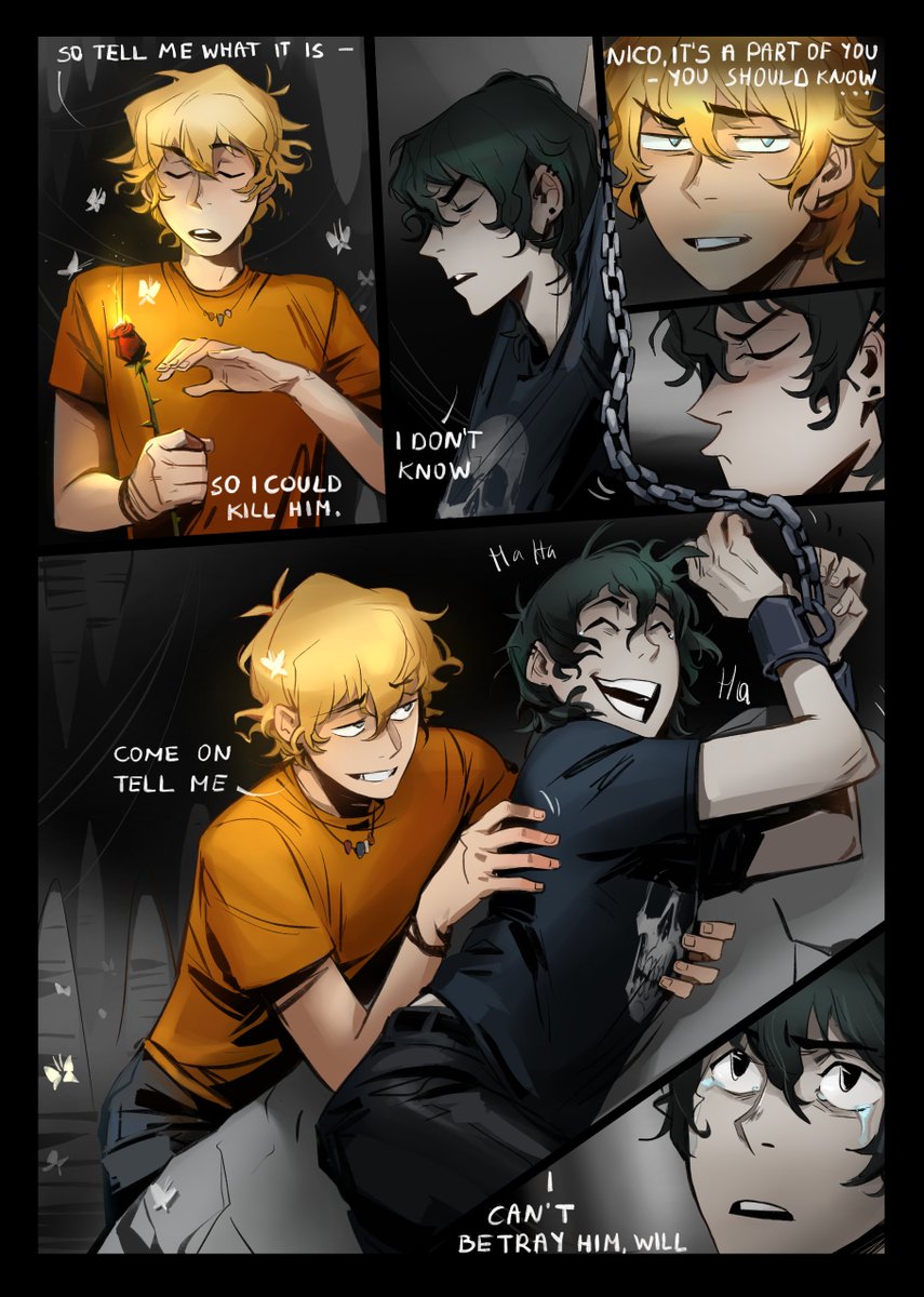 ⛓️“Shadow work “ page 16 ⛓️☀️;D #nicodiangelo #pjo #comic #willsolace #shadowwork #ArtistOnTwitter patreon.com/kanda3egle