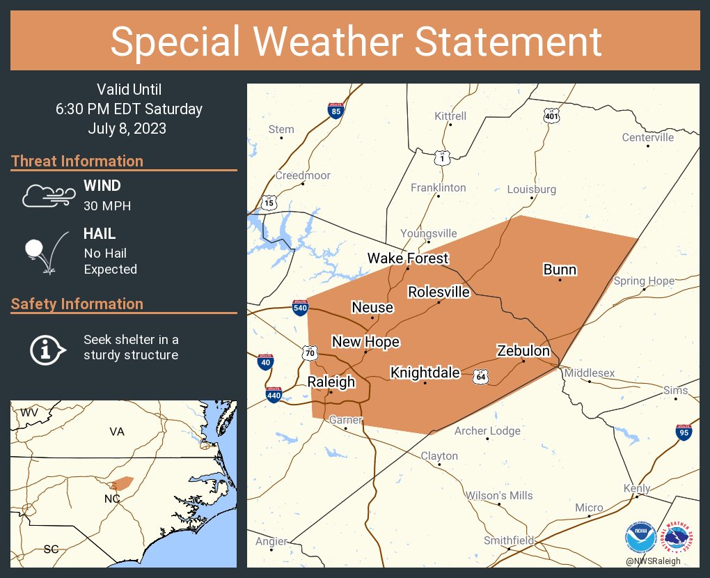NWS Raleigh on Twitter "A special weather statement has been issued