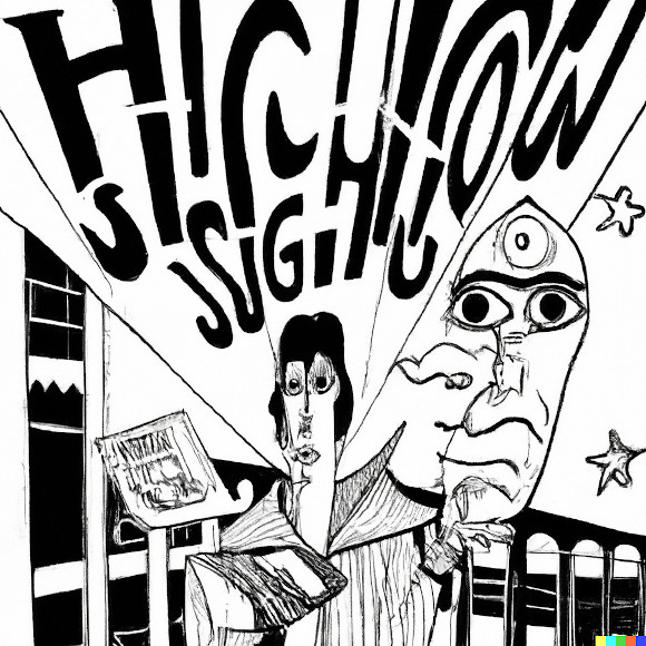 psyhigh's tweet image. Hugh returns! Escaped from the Swinging London dimension and creating his special brand of psychedelic havoc on campus. Read and subscribe at psyhigh.com/comics.php 🗞️