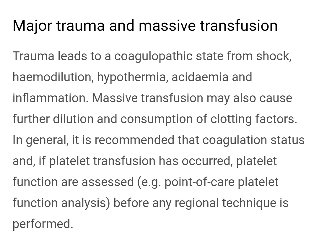 @GasNovice I doubt there are many studies that have looked at this specifically. This kind of looked at it

academic.oup.com/bja/article/11…

There's this throw away line in bjaed article 
bjaed.org/article/S2058-…
Obstetric risk of VCH is v low and these retrospective studies will include major haem