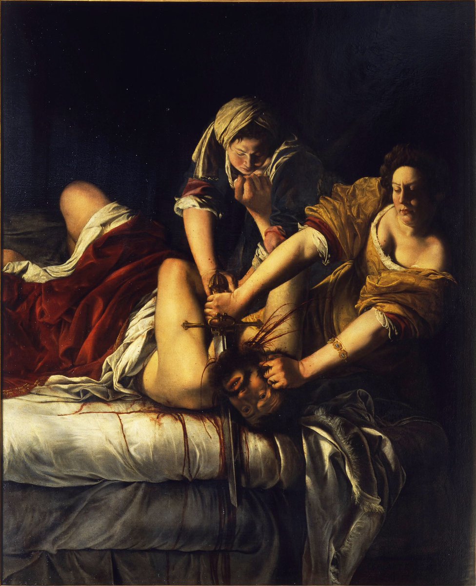 MoiraDonegan's tweet photo. Happy Birthday to Artemisia Gentileschi, born on this day in Rome in 1593. Soon after she was raped by her teacher—and tortured to give evidence at his trial—she painted this depiction of Judith slaying Holofernes. https://t.co/Hy9oJUr02I