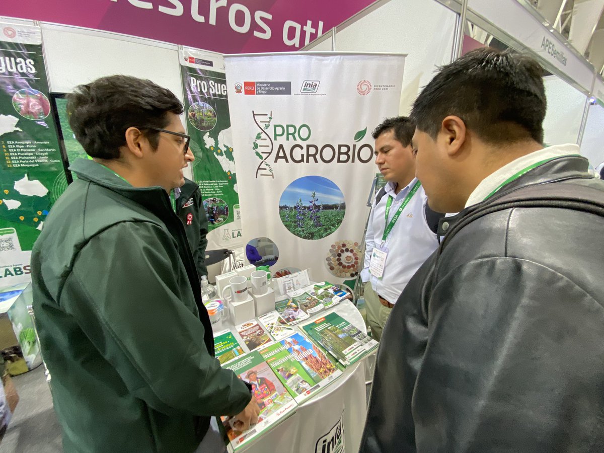 INIAPeru's tweet photo. [#Lima]
El #INIA participó del #AgrofestPerú, en el que nuestros especialistas dieron a conocer las principales innovaciones y las tecnologías agrarias, así como las acciones de los proyectos  #ProyectoSuelosyAguas,  #PROAGROBIO, #AGPRES, #PROCAP, #PROSEM y #PROMEGNACIONAL. https://t.co/hWw58nnFvH