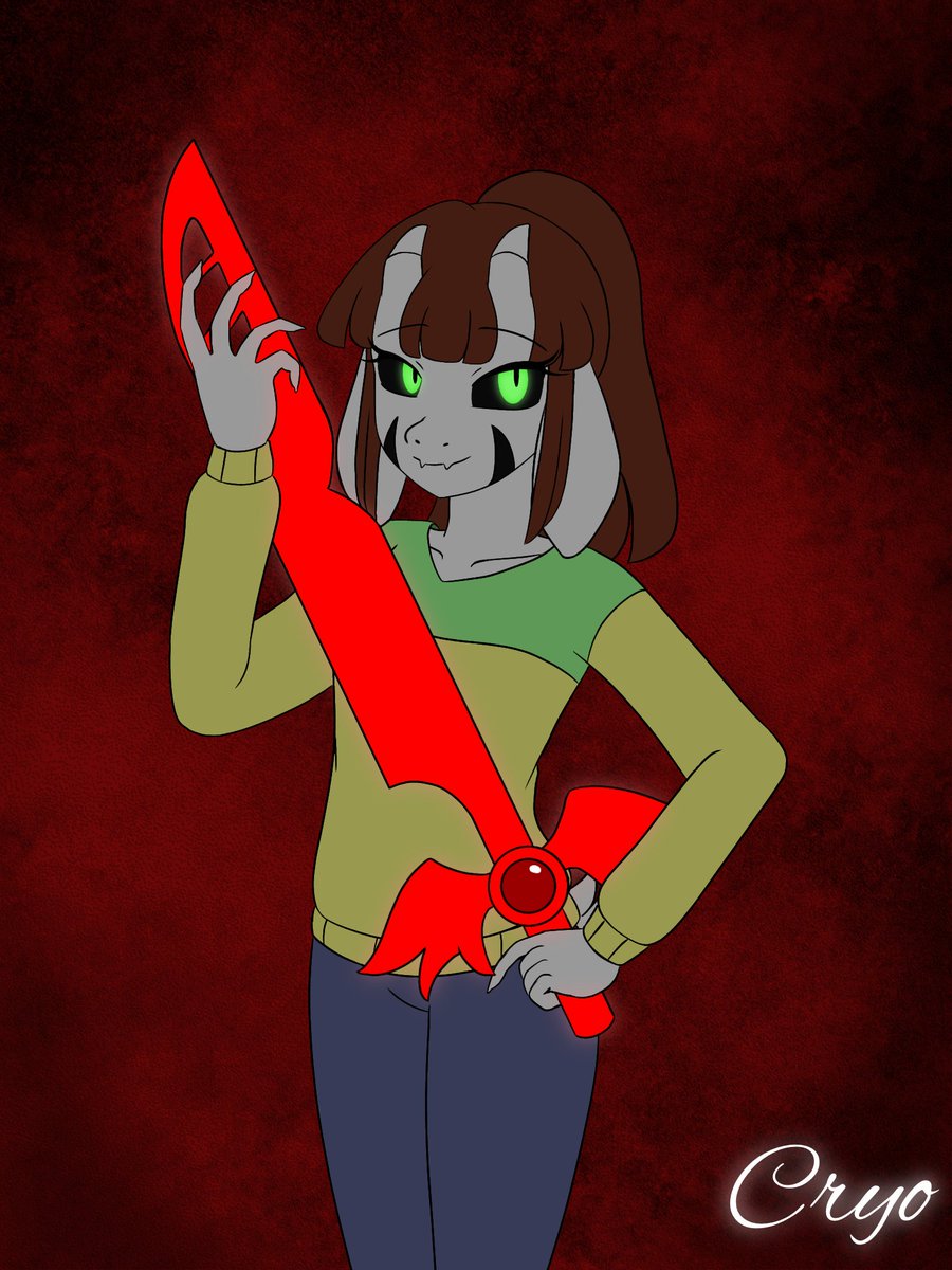 Cryocristal's tweet image. Charis in her fighting form 
#childrentale #undertaleAU