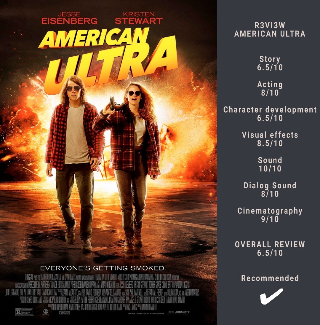 AMERICAN ULTRA
Release-2015

#jesseeisenberg #kristenstewart #review #movies #film #actors #moviereviews #filmreviews #films #filmreview #moviereview #moviecritic #filmcritic #tvcritic #screenreviews #netflix #primevideo #r3vi3wz #americanultra #lionsgate