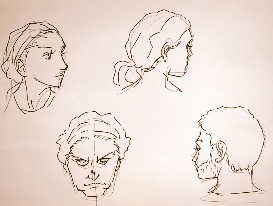 #1日1模写 Ⅲ　194/365
今日は顔と線路の押しボタンでした✨
いろんな角度の顔は難しいけど
楽しかったです🥰
#無煙マッチ https://t.co/GjGwxINIzP