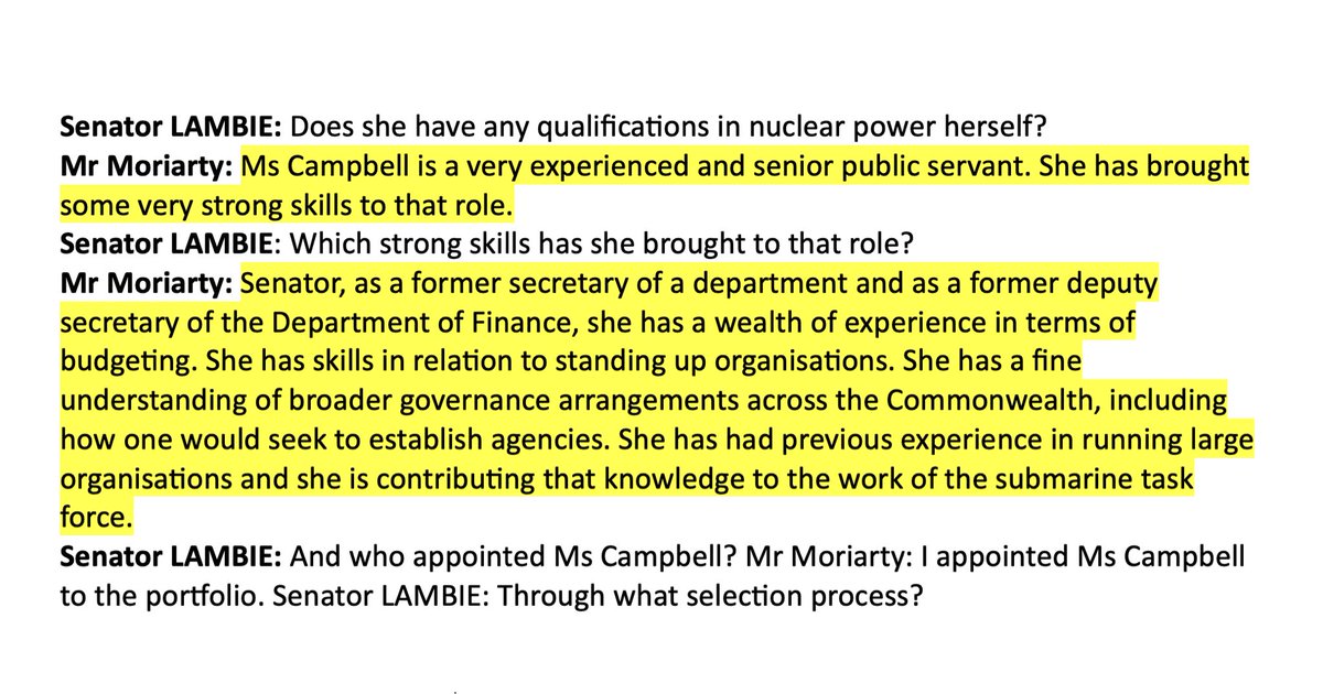 MrRexPatrick's tweet image. The employment of Ms Campbell by Defence Secretary Greg Moriarty raises very serious questions as to his judgement. His decision to retain Ms Campbell on a completely unjustifiable $892,630 raises very serious questions as to propriety. 1/2 #auspol #misappropriation #referral