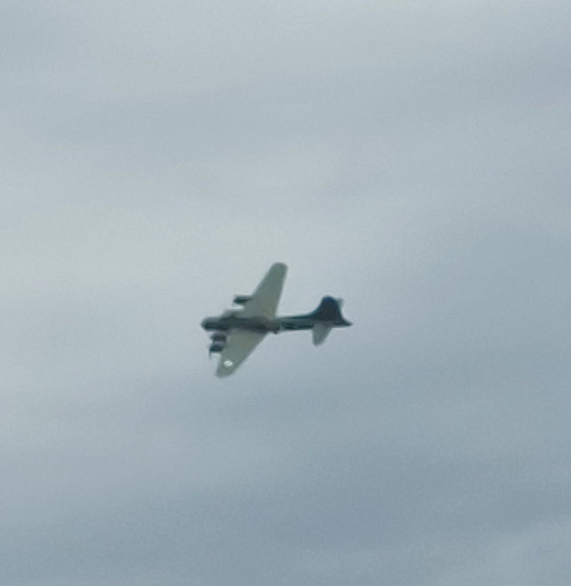 Sally B fly over today, and Battle of Britain Memorial flight of Spitfire and Hurricane at Santa Pod.  Sally B was at Old Warden last Sunday.  Played her part as the Memphis Belle (film).  The only flying B17 in Europe.  Based at Duxford. https://t.co/ILbkBQ7y1f