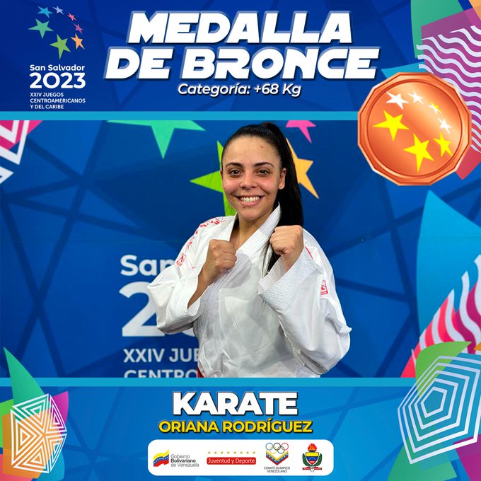 #JuegosCentroamericanosYDelCaribe #SanSalvador2023
Combates de Oriana Rodríguez 🇻🇪 #Karate Kumite +68 kg
Grupo B:
🇨🇴 2-1 🇻🇪
🇵🇦 0-3 🇻🇪
🇻🇪 7-1 🇲🇽
Bronce: 🇻🇪 5-2 🇨🇷
🇻🇪 suma nueva🥉👏
#VamosVenezuela #SiSePuede