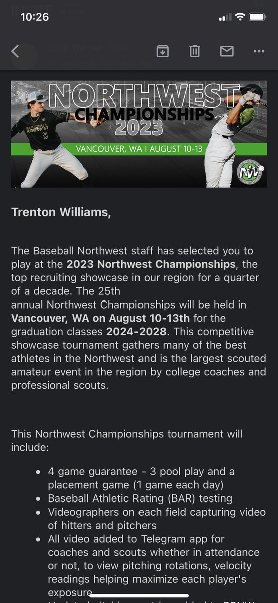 Thanks for the opportunity <a href="/BaseballNW/">Baseball Northwest</a>